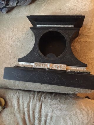 Antique Ansonia Cast Iron Mantle Clock Case 12” By 15” (5” Diameter Opening)
