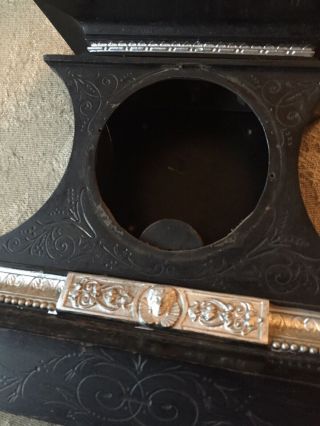Antique Ansonia Cast Iron Mantle Clock Case 12” By 15” (5” Diameter Opening) 2