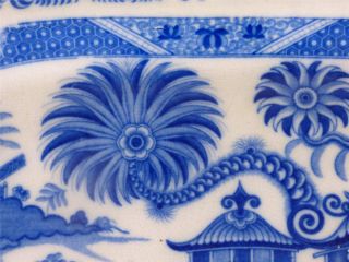 C1820 ANTIQUE PEARLWARE BLUE & WHITE PLATTER CHARGER CHINESE PAGODA SCENE 3