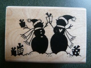 Vintage Rubber Stamp Stampendous H219 Snowman Sassy Silhouettes Winter Christmas