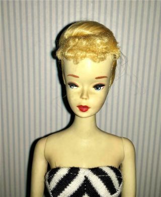 Vintage 3 Barbie Blonde Hair Updo - Brown Eyeliner - Facial Makeup - A46