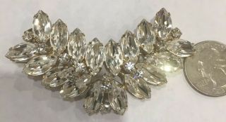 Large Vintage Gold Tone Sparkling Clear Rhinestones & Glass Stones Pin Brooch 3