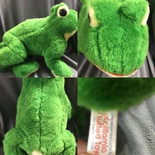 14” Vintage California Stuffed Toys Plush Green Frog Animal Toad Doll Gift