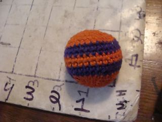 Vintage Hacky Sack - - No Logo Sipa Sipa Crocheted Footbag,  Smaler Orange & Purple