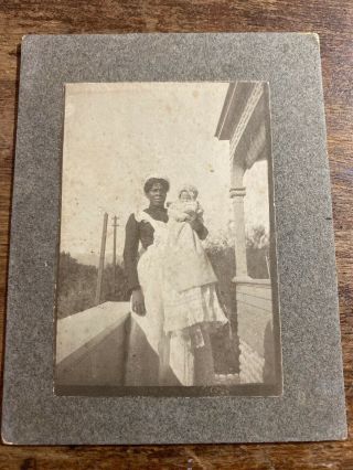 Antique Photo Black Americana Mammy Holding Baby At Casa Lima Redlands Ca