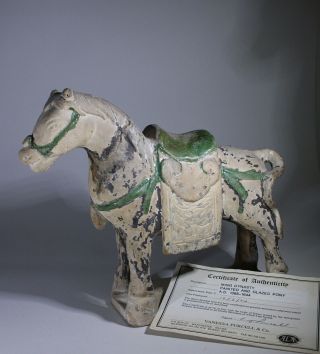Antique Chinese Earthenware Horse Ming Dynasty - With Certificate