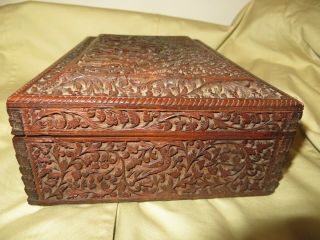Antique finely carved 19th century Anglo Indian sandalwood box 3
