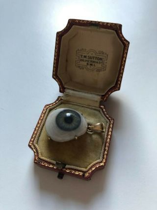 Unusual Antique Glass Eye Solid Gold Pendant (victorian,  Gothic)