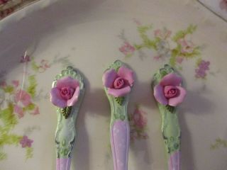 Shabby Chic Hand Painted Roses - Set of Three - Vintage Spoons and Fork 2
