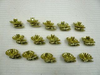 Vtg 15 Victorian Pine Cone Clip On Christmas Tree Candle Holders Feather Metal