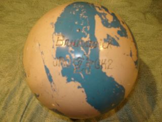 Vintage Brunswick Rubber Duckpin Bowling Ball 5 " 3 10 Blue W/white Swirls