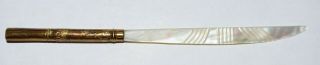 Vintage Victorian Dip Pen With Hand Carved Mother Of Pearl Body In Feather Shape
