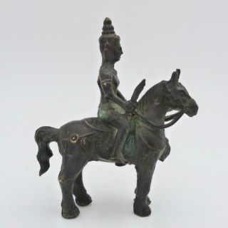 17th Century Sino Tibetan Bronze Warrior On Horseback,  Ming Dynasty