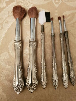 Vintage Silver Makeup Brush Set
