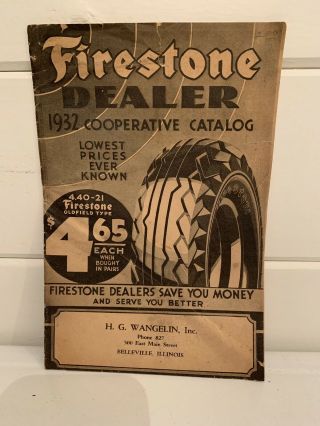 Antique Vintage 1932 Firestone Auto Tire Brochure Ad Price List