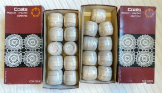 2 Vintage Boxes J & P Coats Mercer Crochet X778 Ivory 19 Balls 20 Grammes Each