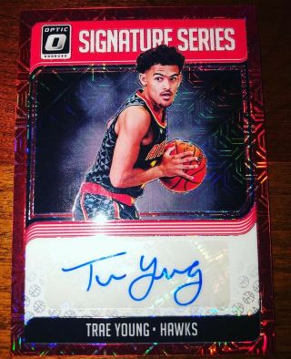 2018/19 Donruss Optic Signature Series Choice Red Mojo Rookie Auto Trae Young Rc