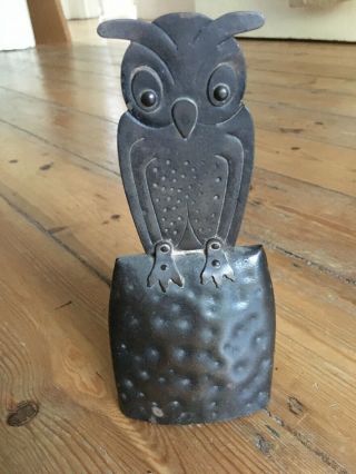 Goberg (hugo Berger) Hand Hammered Owl Bell,  1910s Jugendstil / Arts & Crafts