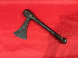 Antique Old Axe Hatchet Iron & Wood Hand Carved Battle Fighting Wonderful 38 Cm