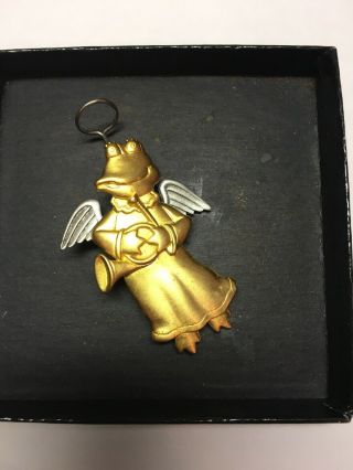 Vintage Jj Jonette Jewelry Gold Tone Frog Angel Pin Brooch Item