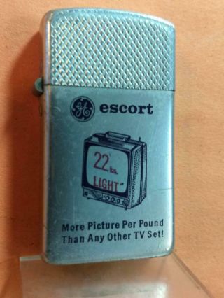 Black & White Tv Era 1950s Lighter - Advertising Ge Portable Tv - Escort