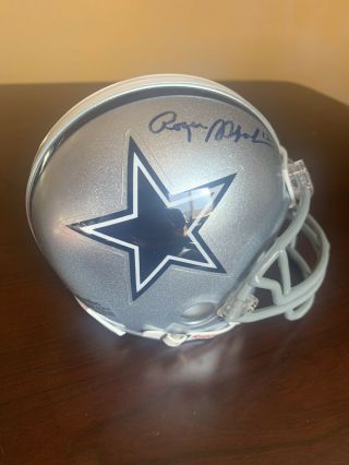 Roger Staubach Signed Autographed Dallas Cowboys Mini Helmet W/ Display Case