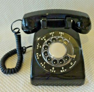 Vintage At&t Western Electric Cs500dm Black Rotary Dial Desktop Phone Telephone