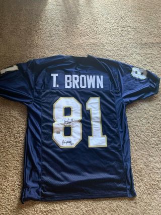 Tim Brown Heisman Autographed Signed Notre Dame Fighting Irish Jersey Aaa
