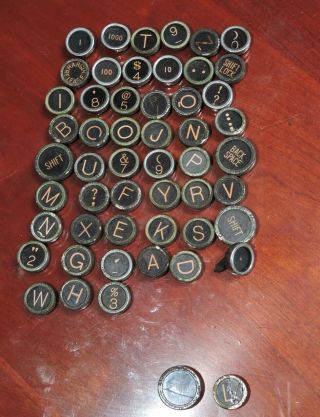 Vintage Set Royal Typewriter Keys Glass Covered 53 Keys Steampunk Jewelry Crafts