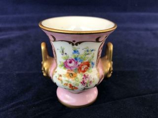 Fine Vintage Small French Limoges Porcelain Hand Painted Campana Vase.