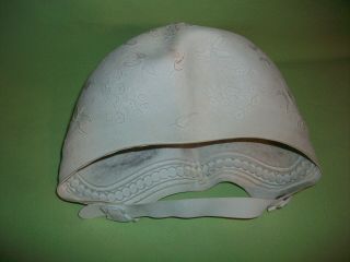 Vintage Rubber Swim Cap White With Strap Flower Design Made In U.  S.  A.