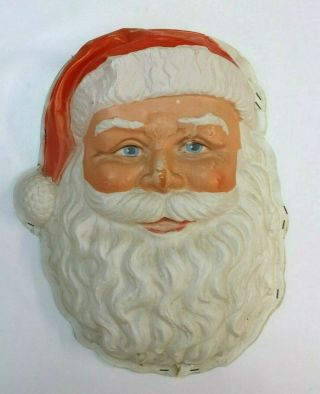 Vtg Blowmold Santa Claus Face Head Gem Electric Waterproof Plaque Brooklyn Ny