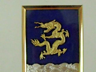 Chinese 999 Gold And Silver Dragon Picture In Frame