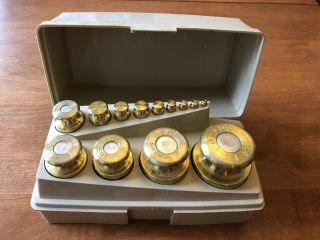 Vintage Ohaus Sto - A - Weigh Solid Brass Metric 13 - Weights Scale Set