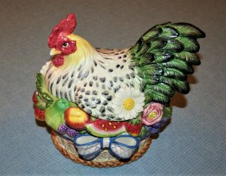 Vintage Fitz & Floyd Chicken Hen & Chicks Tureen Soup Bowl Cookie Jar