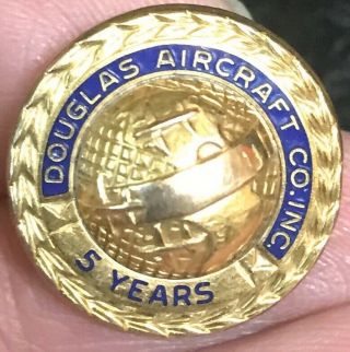 Vintage Douglas Aircraft Co.  Inc.  5 Year Service Award Pin.  1/10 10k Gold