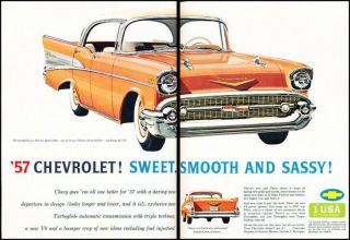 1957 Chevrolet Chevy Bel Air 2 - Page Vintage Advertisement Print Art Car Ad K108