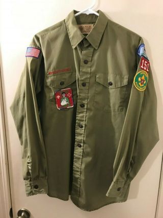 Vintage Allegheny Trails Council Pa 151 Boy Scouts & Bsa Patches L/s Shirt Vgc