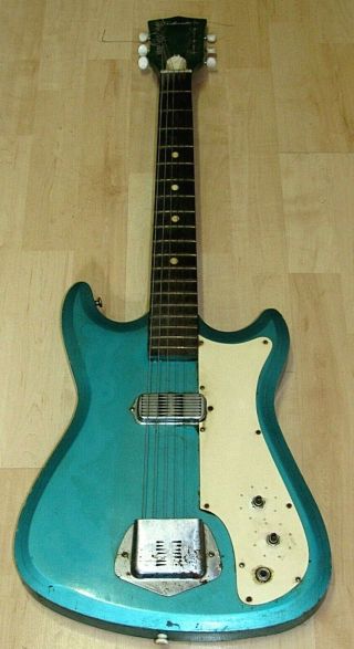 Vintage 1963 ? Silvertone Model 1413 ? Turquoise Green Guitar Sea Foam Aqua Blue