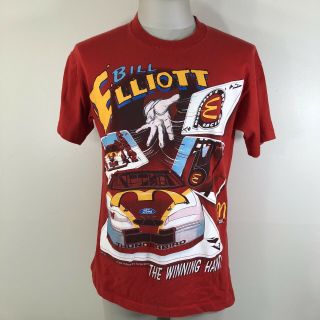 Vintage 90s Bill Elliot Mcdonalds Racing T Shirt Red Men 