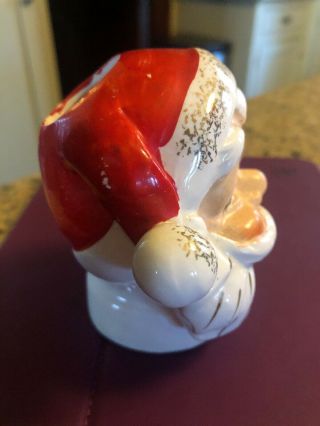 Vintage Santa Claus Head Candy Holder Christmas Ceramic Small Head Vase Japan 2