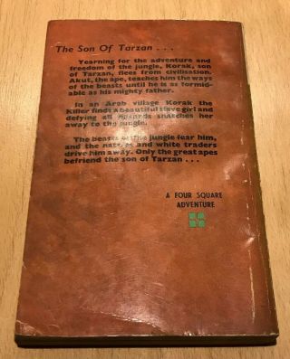 The Son Of Tarzan 183 By Edgar Rice Burroughs - A Four Square Book 1959 2
