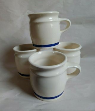 Vintage Hartstone Hrt2 Royal Blue Stripe Mug Cup Set Of 4 Discontinued Pattern