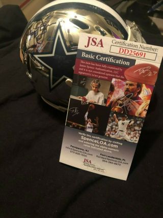 Jerry Jones Signed Dallas Cowboys Chrome Mini Helmet Auto Owner Hof Jsa