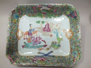 A Rectangular Chinese Porcelain Dish With Figures In Clouds 19th Century
