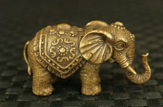 Fortune Chinese Old Bronze Hand Casting Elephant Buddha Statue Figure Home Deco