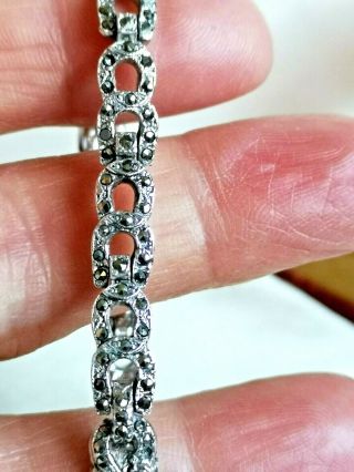 Vintage Jewellery Stunning Art Deco Silver Tone Horseshoe Marcasite Bracelet