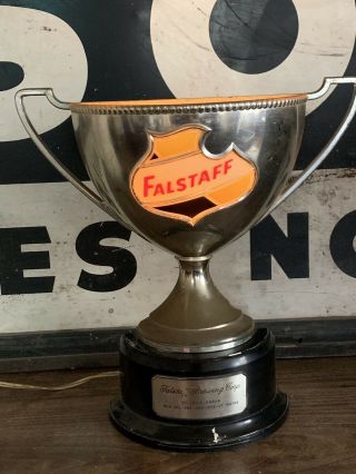Vintage Falstaff Trophy Lamp Beer Advertising Lighted Gas Oil Sign