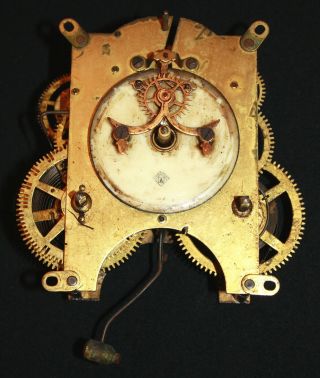 Antique Ansonia T&s Mantle Clock Movement W Visible Escapement