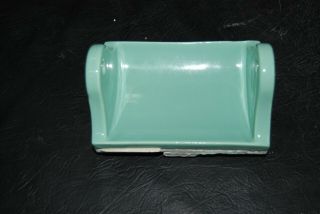 Vintage Seafoam Greeen Ceramic Tile Toilet Paper Dispenser Circa 1955